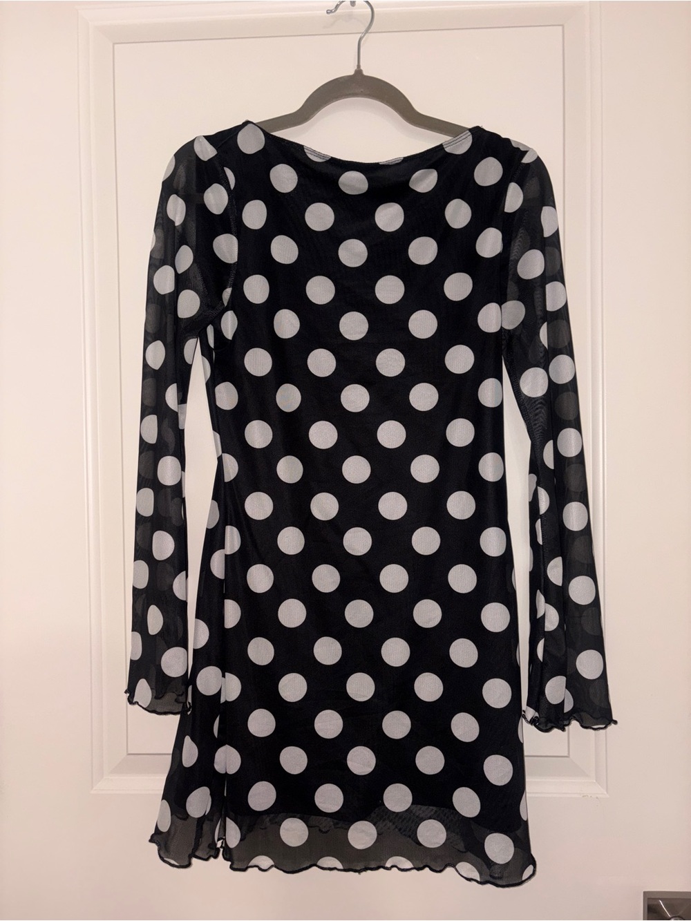 Black and White Polka Dot Long Sleeve Dress